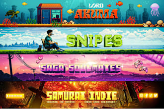 create a pixel art youtube banner and logo for you