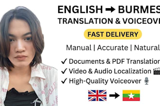 do burmese natural voice over and video translation