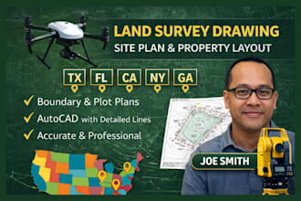 create tx,fl, ca,ny, ga detailed land survey plan site layout property boundary