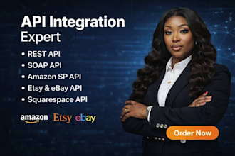 build rest API, soap API, amazon sp, etsy, ebay,and squarespace API integrations