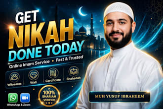 officiate online nikah and shahada, witnesses and islamic marriage certificate