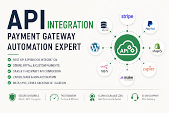 integrate rest API, stripe, webhook, automation, saas and payment gateway
