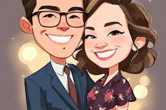 draw funny couple caricatures for you