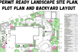 landscape site plan plot plan backyard design permit drawing 2d layout
