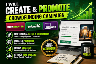 create and promote crowdfunding campaign on kickstarter gofundme