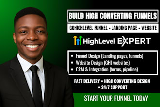 design gohighlevel funnel, gohighlevel landing page and website for conversions