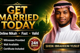 guide and officiate valid online nikah, shahada with imam and nikah certificate