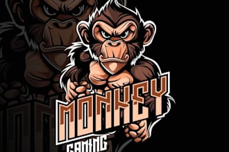 make modern monkey mascot or logo for your brand