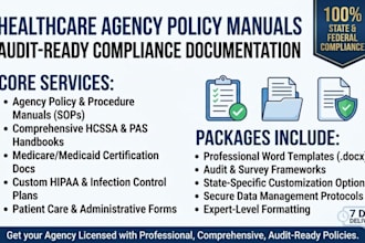 write home health care policies for hcssa, pas and medicare agency compliance