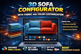 create 3d sofa configurator with fabric and color customization