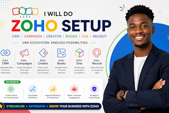 zoho CRM setup zoho campaign zoho creator zoho books zoho one zoho recruit zoho