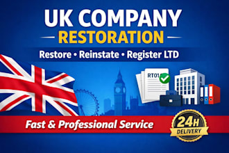 restore UK company, reinstate strike off, and register UK ltd