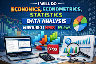 do economics, econometrics, statistics data analysis in rstudio, spss, eviews