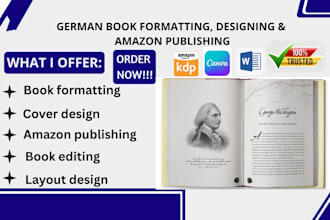 format german ebook editing, ebook design, paperback, amazon kindle publishing