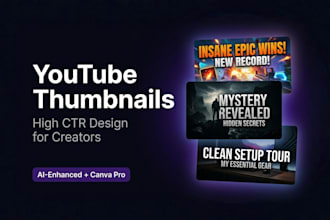 design high CTR youtube thumbnails for faceless channels and creators