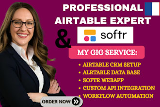 setup airtable automation airtable database CRM workflows softr web app and intg