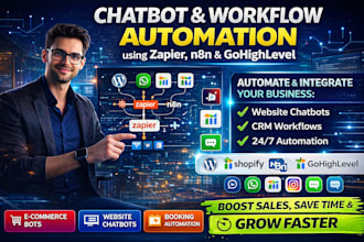 do website wp shopify chatbot, gohighlevel automation using n8n zapier