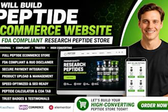 build peptide ecommerce website and fda compliant research peptide store