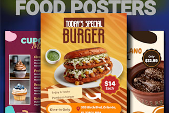 design professional food flyers and restaurant posters