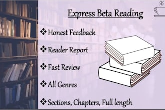beta read your book give honest, detailed reader feedback