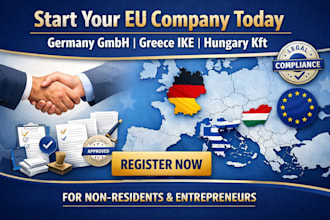 register your eu company in germany gmbh,ug, greece ike,epe or hungary kft