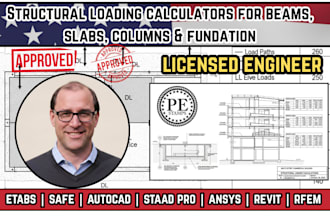 do structural load calculations for beams, slabs, columns, and foundations