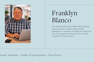 virtual assistant, audio transcription, data entry