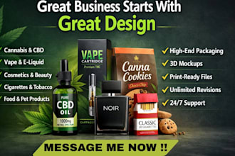 design cbd hemp packaging dieline for label box and print ready files