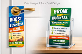 door hanger, rack card , post card designs