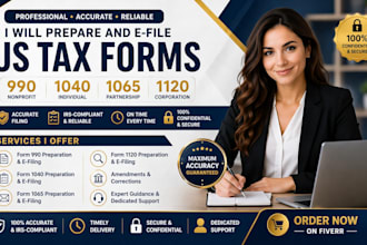 prepare all US tax forms like 990, 1040, 1065, 1120