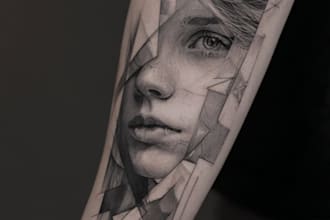 professional tattoo design black and white or color for you