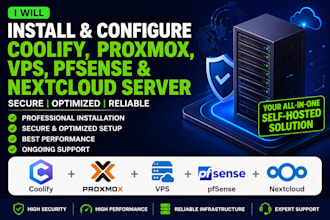 install and configure proxmox, coolify, vps, pfsense and nextcloud server