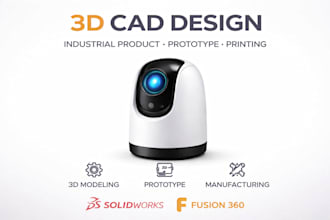 design industrial solidworks 3d cad model, fusion360 prototyping for manufacture