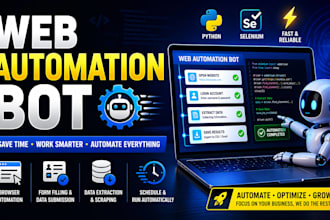 create web automation bot, python automation, selenium bot, script, web scraping