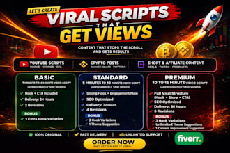 write viral youtube scripts, crypto posts engaging content