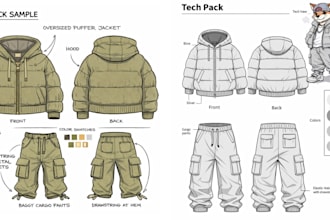 create fashion tech pack for manufacturing,clothing tech pack,tech pack template