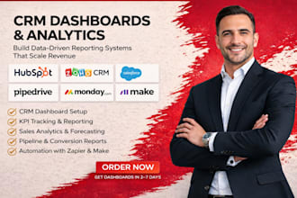 setup hubspot crm,zoho crm dashboard,reporting,sales analytics,pipedrive,zapier