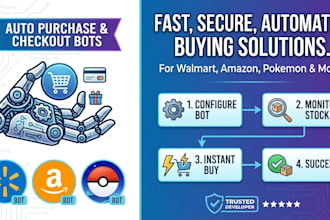 build auto purchase bot, auto checkout bot, walmart bot, amazon bot pokemon bot