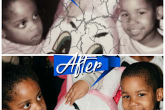 professionally restore old photos, repair damage and colorize