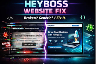 fix, rebuild heyboss ai website and solve customization limits, generic issues