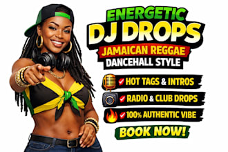 record dj drops, tags and hype voice in jamaican reggae dancehall accent
