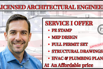 licensed architect, full permit set city permit and pe stamp connecticut utah tx
