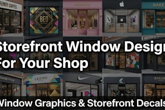 design modern storefront window graphics and shop signage