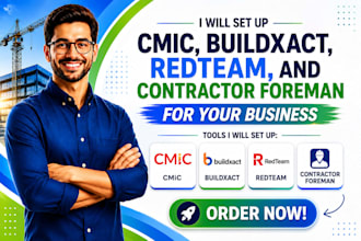 set up cmic, buildxact, redteam, and contractor foreman for your business