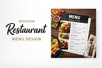 design a modern restaurant or cafe menu