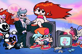 do fnf pixel art characters and sprite sheet for your fnf modding song and assef