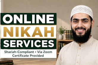 be your online nikah imam perform islamic marriage ceremony wli witnes via zoom