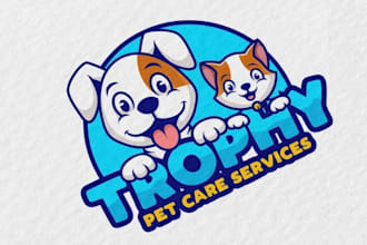 design pet logo for dog walking, cat business, pet sitting, vet doctor, or farm