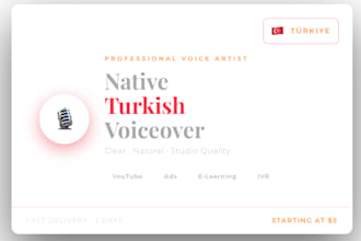 record a professional native turkish voiceover