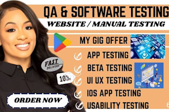 do QA testing, app testing, website testing and ios app review